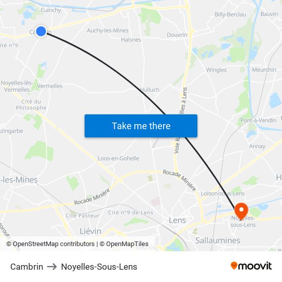 Cambrin to Noyelles-Sous-Lens map