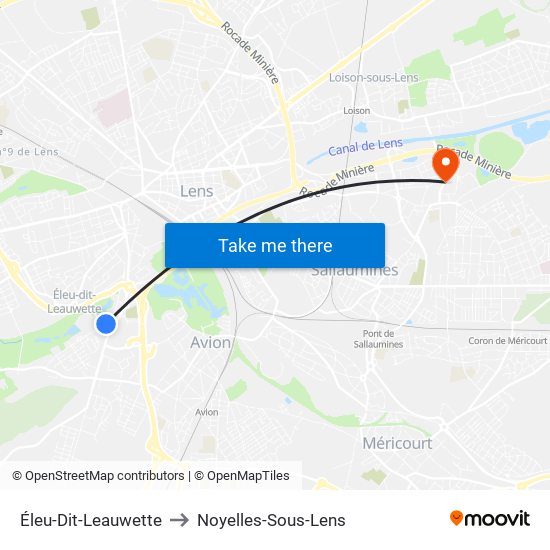 Éleu-Dit-Leauwette to Noyelles-Sous-Lens map