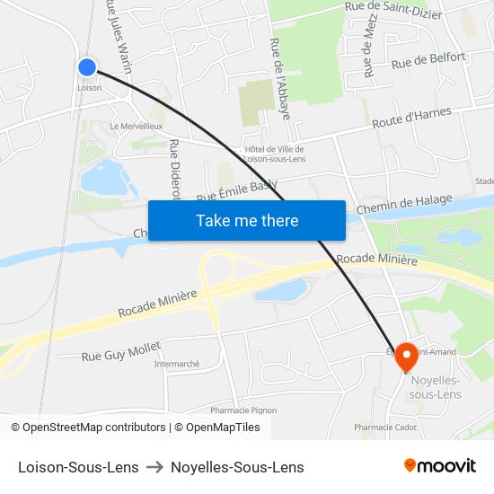 Loison-Sous-Lens to Noyelles-Sous-Lens map