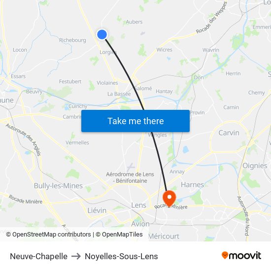 Neuve-Chapelle to Noyelles-Sous-Lens map