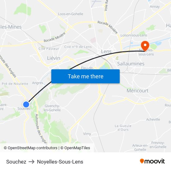 Souchez to Noyelles-Sous-Lens map