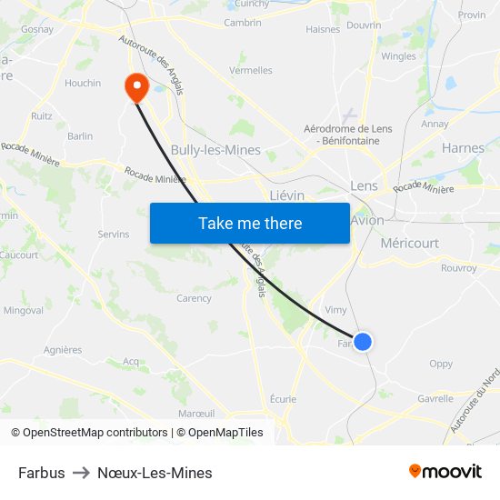 Farbus to Nœux-Les-Mines map