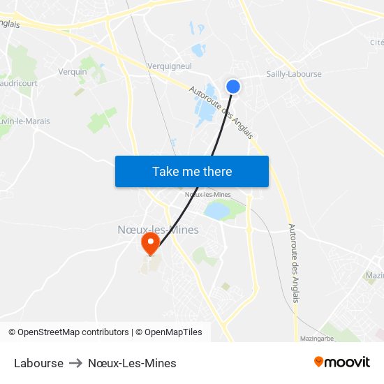 Labourse to Nœux-Les-Mines map