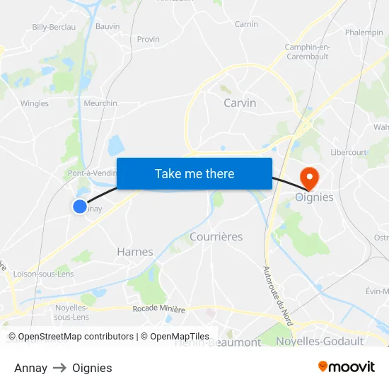 Annay to Oignies map