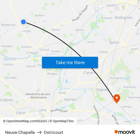 Neuve-Chapelle to Ostricourt map