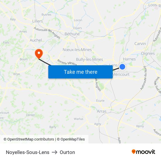 Noyelles-Sous-Lens to Ourton map