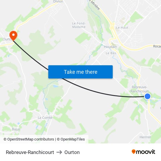 Rebreuve-Ranchicourt to Ourton map