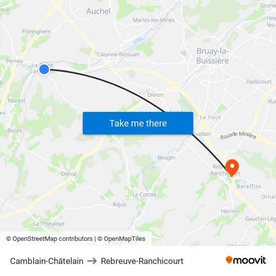 Camblain-Châtelain to Rebreuve-Ranchicourt map