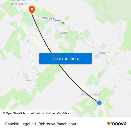 Gauchin-Légal to Rebreuve-Ranchicourt map