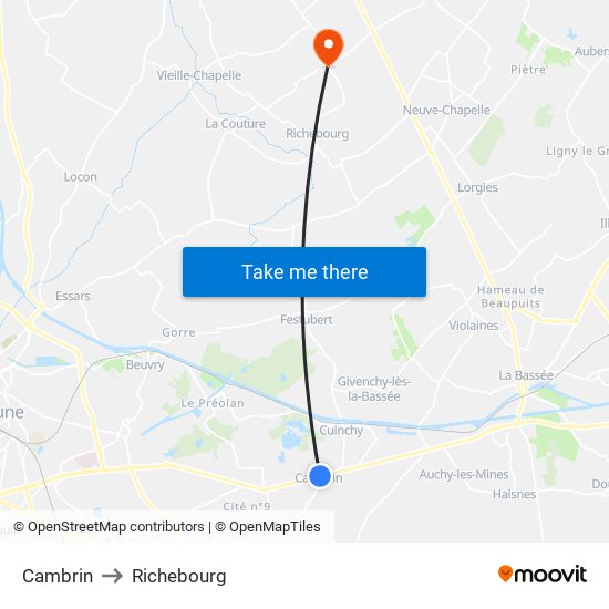 Cambrin to Richebourg map