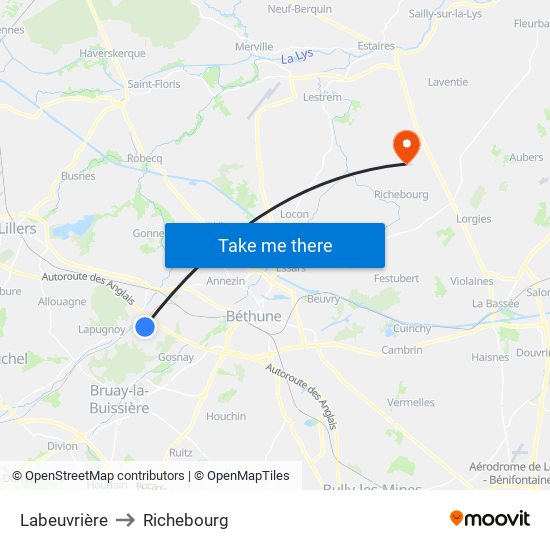 Labeuvrière to Richebourg map
