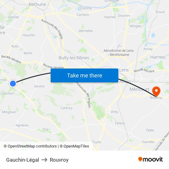 Gauchin-Légal to Rouvroy map