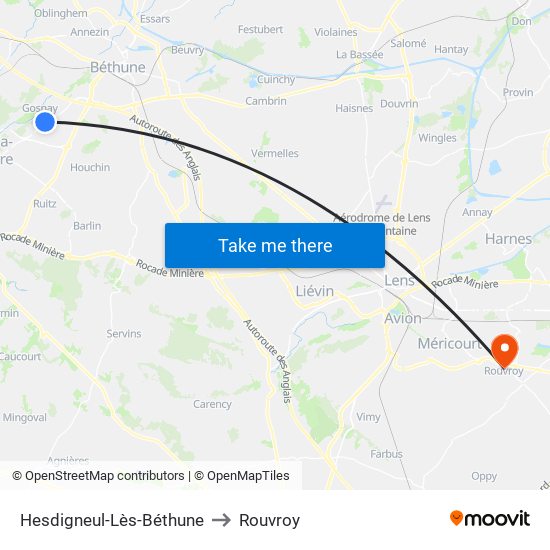 Hesdigneul-Lès-Béthune to Rouvroy map