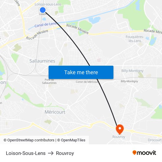 Loison-Sous-Lens to Rouvroy map