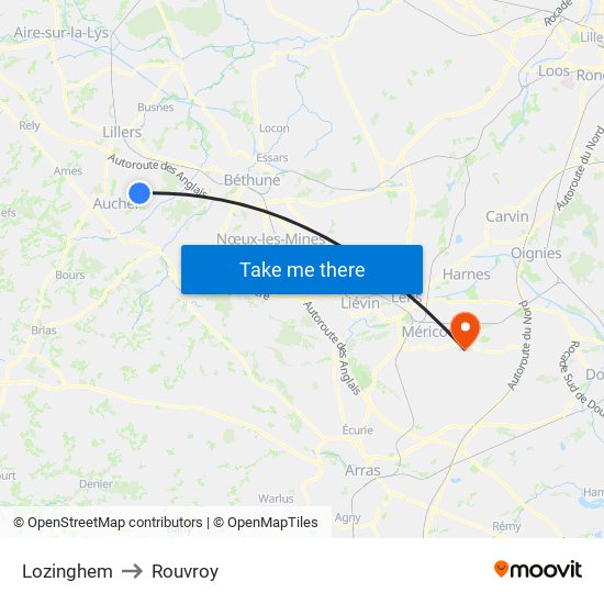 Lozinghem to Rouvroy map