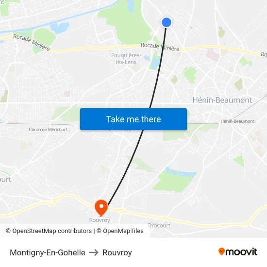 Montigny-En-Gohelle to Rouvroy map