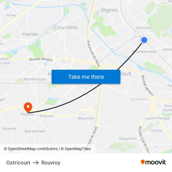 Ostricourt to Rouvroy map