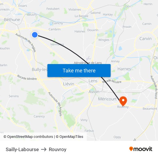 Sailly-Labourse to Rouvroy map