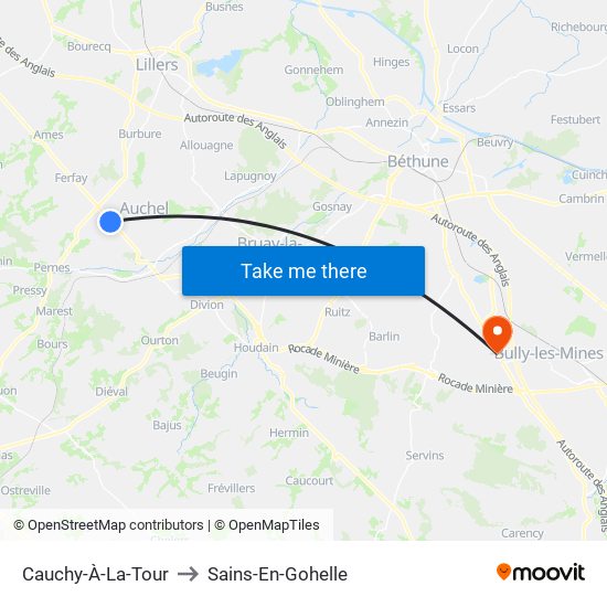 Cauchy-À-La-Tour to Sains-En-Gohelle map