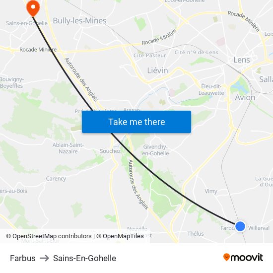 Farbus to Sains-En-Gohelle map