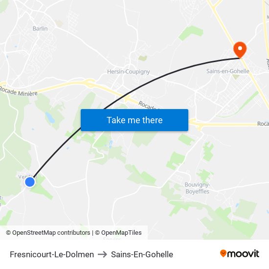 Fresnicourt-Le-Dolmen to Sains-En-Gohelle map