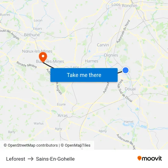 Leforest to Sains-En-Gohelle map