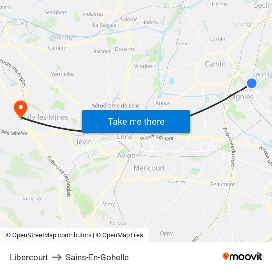 Libercourt to Sains-En-Gohelle map