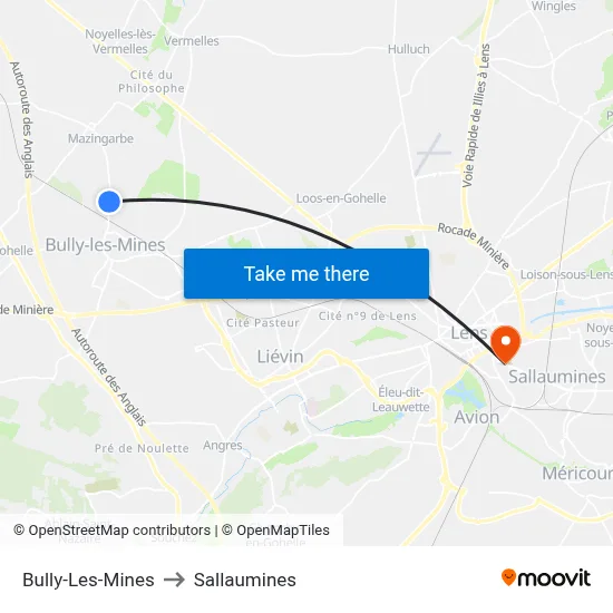 Bully-Les-Mines to Sallaumines map