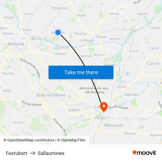 Festubert to Sallaumines map