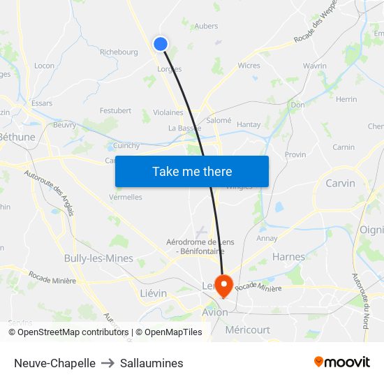 Neuve-Chapelle to Sallaumines map