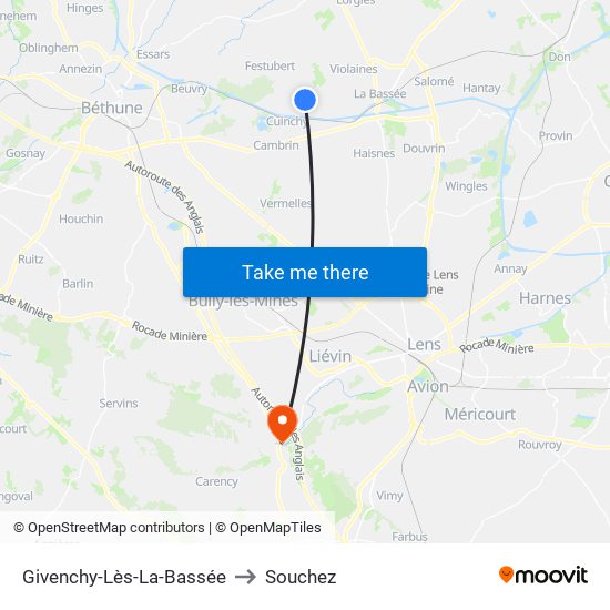 Givenchy-Lès-La-Bassée to Souchez map