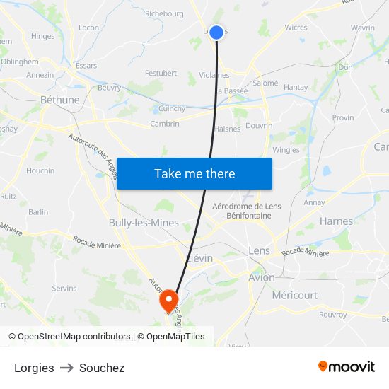 Lorgies to Souchez map