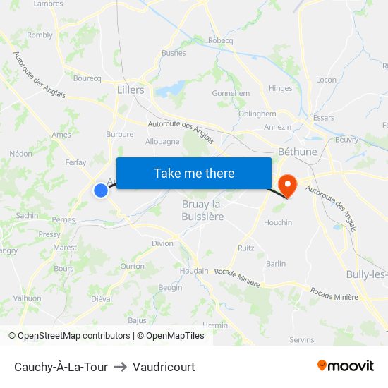 Cauchy-À-La-Tour to Vaudricourt map