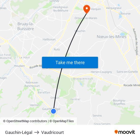 Gauchin-Légal to Vaudricourt map