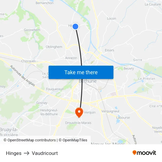 Hinges to Vaudricourt map
