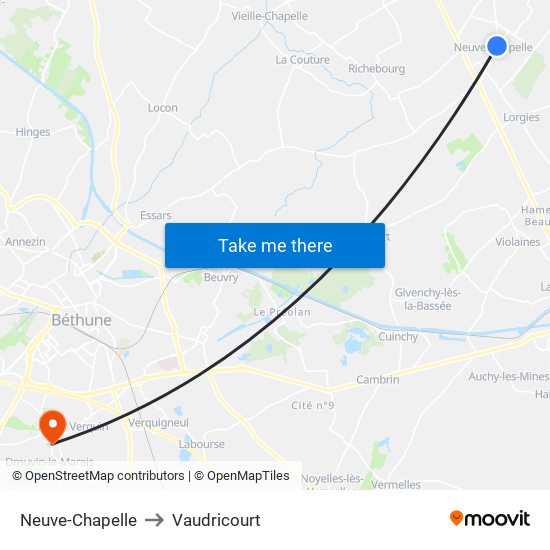 Neuve-Chapelle to Vaudricourt map