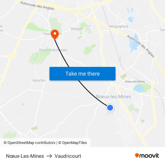 Nœux-Les-Mines to Vaudricourt map