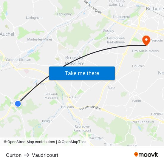 Ourton to Vaudricourt map