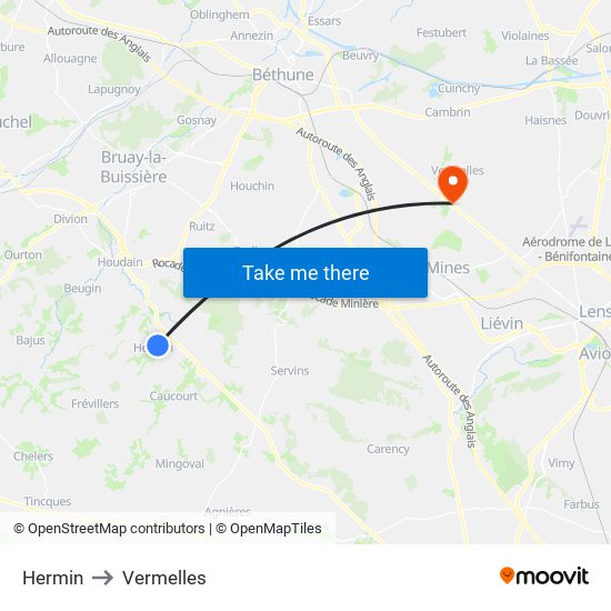 Hermin to Vermelles map