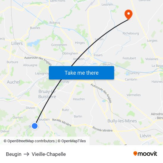 Beugin to Vieille-Chapelle map