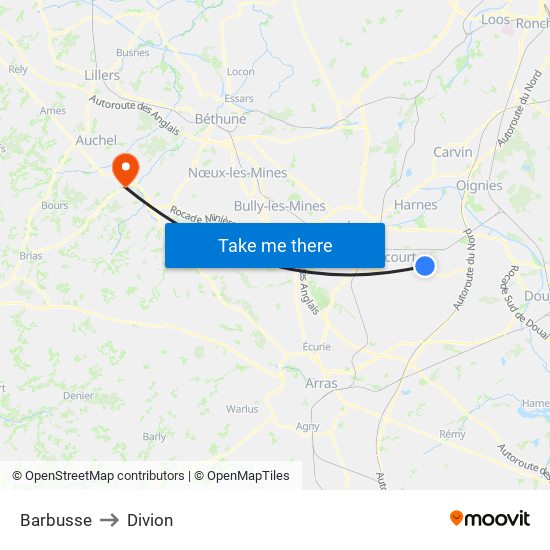 Barbusse to Divion map