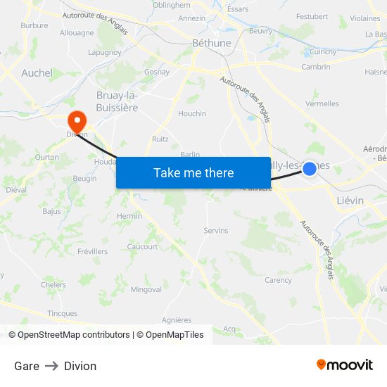 Gare to Divion map