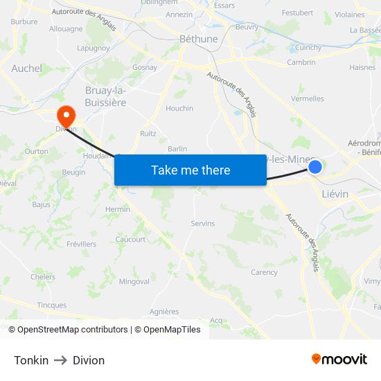 Tonkin to Divion map