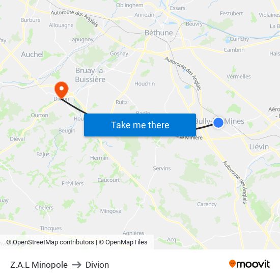 Z.A.L Minopole to Divion map