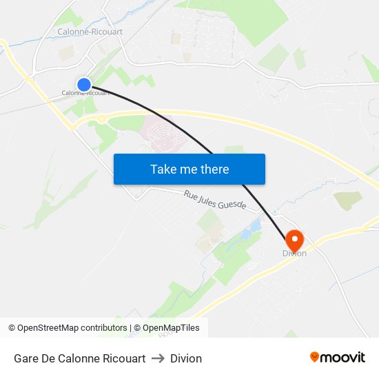 Gare De Calonne Ricouart to Divion map