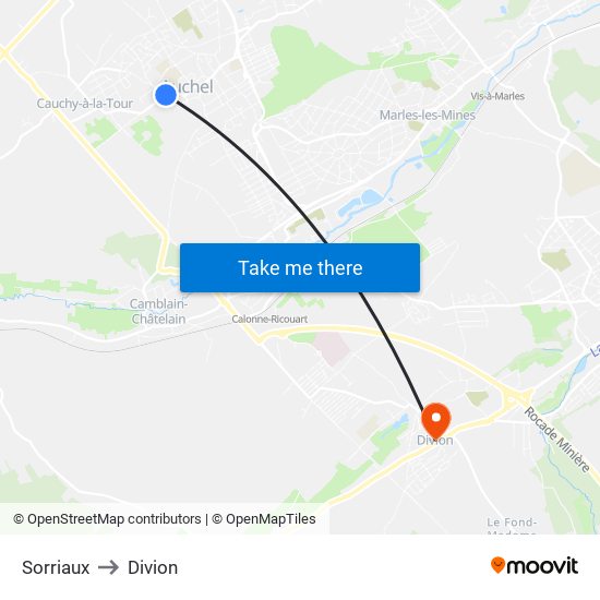 Sorriaux to Divion map