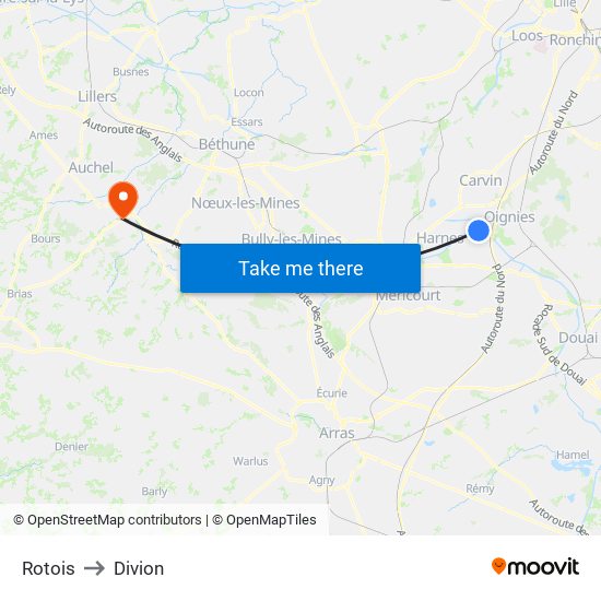 Rotois to Divion map
