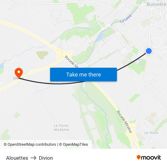 Alouettes to Divion map