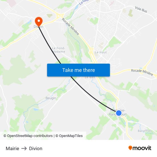 Mairie to Divion map