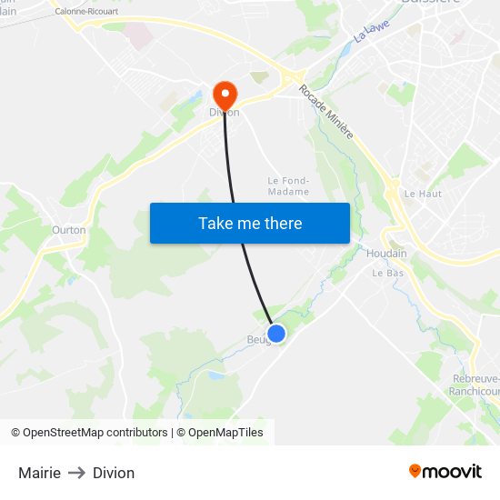 Mairie to Divion map